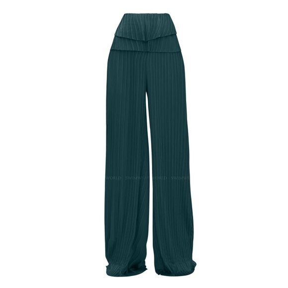 NWT Andrea Iyamah Linea Womens‎ Pleated Wide Leg Peplum Dressy Pants Teal M - Picture 2 of 11
